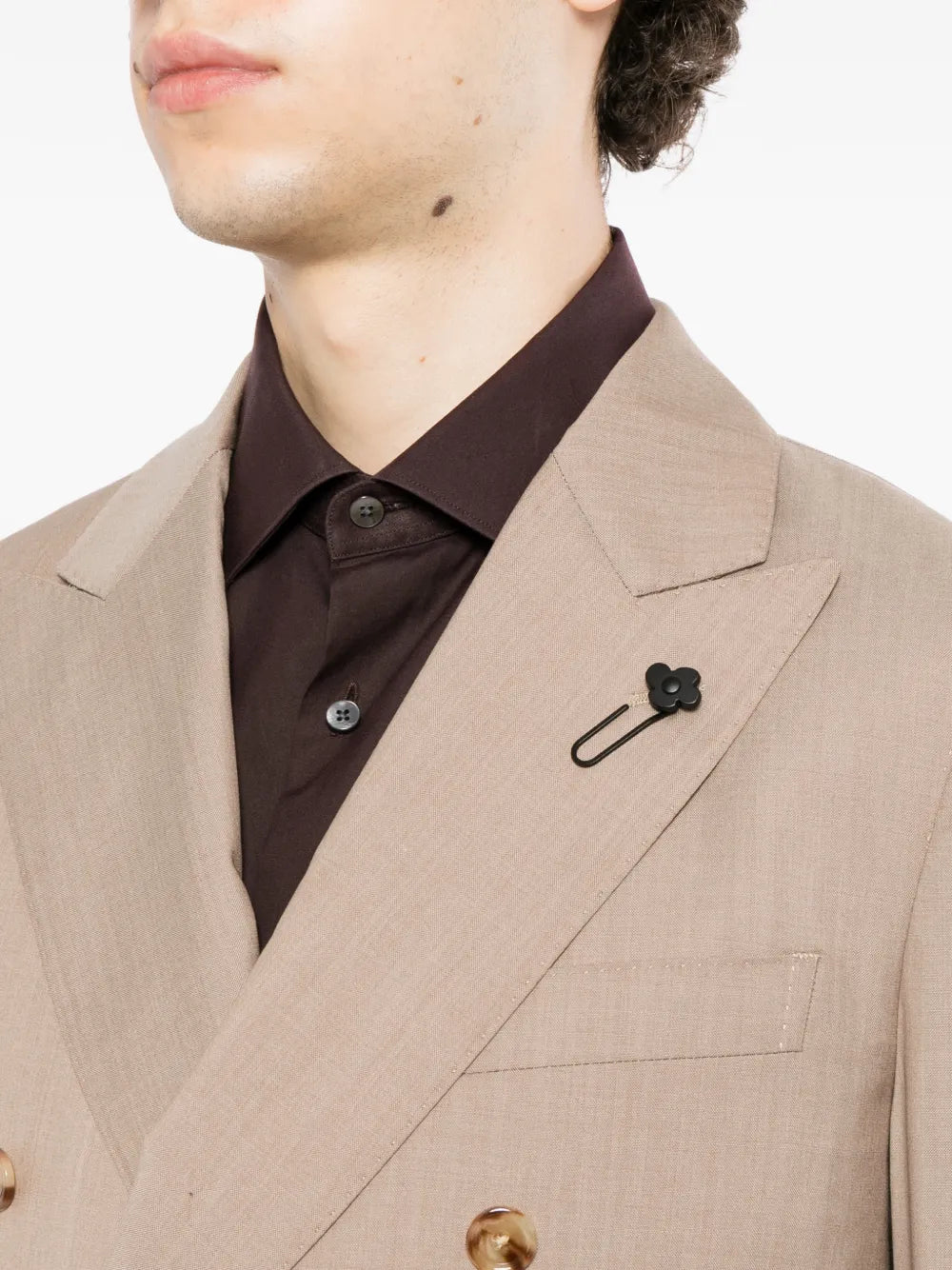 double-breasted peak-lapel suit