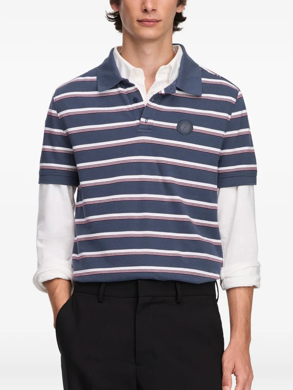 Beckley striped logo-patch polo shirt