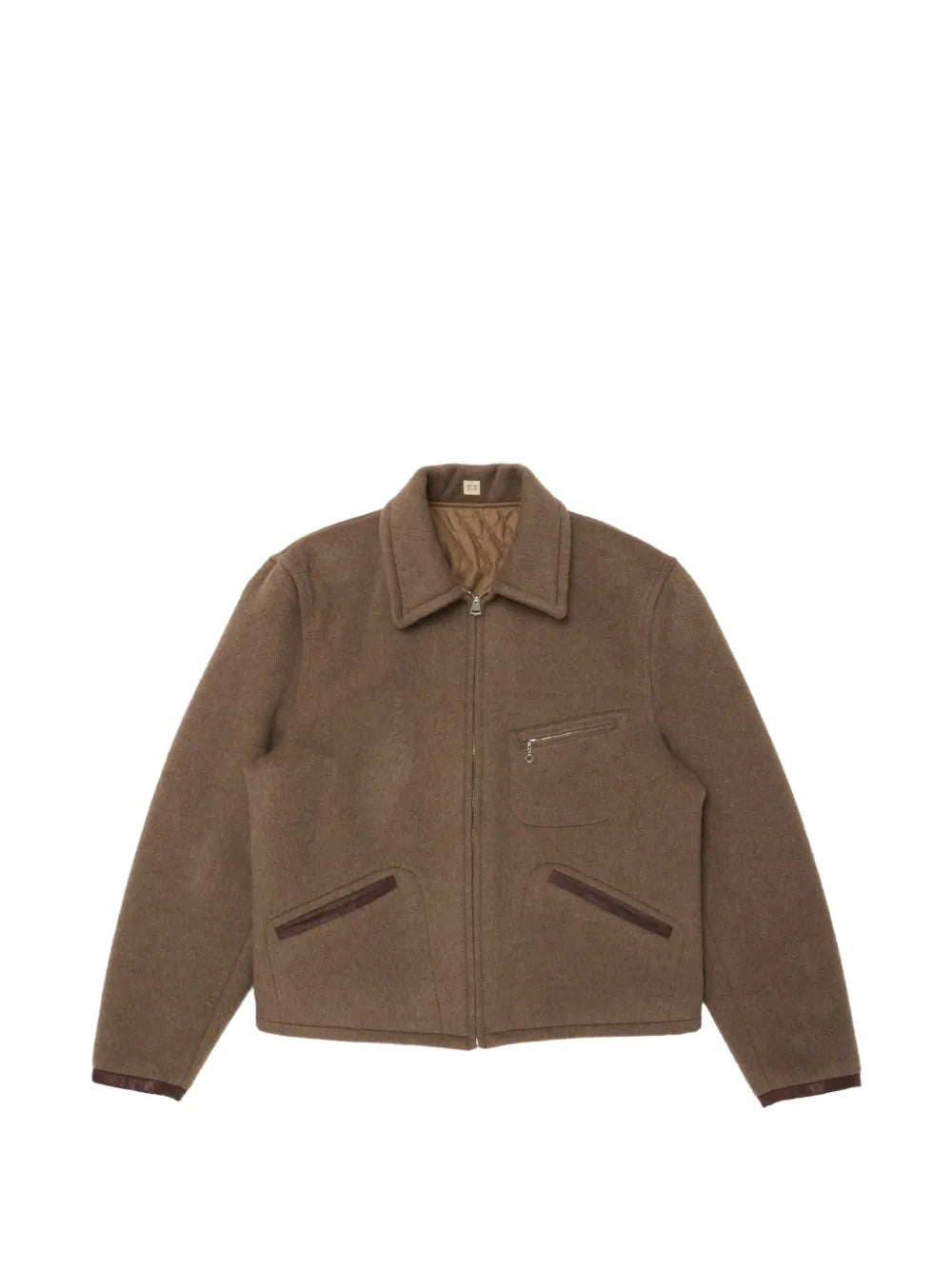 Lot.332 leather-trim zip-up shirt jacket