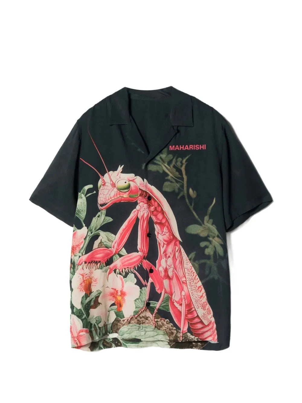 orchid mantis-print camp-collar shirt
