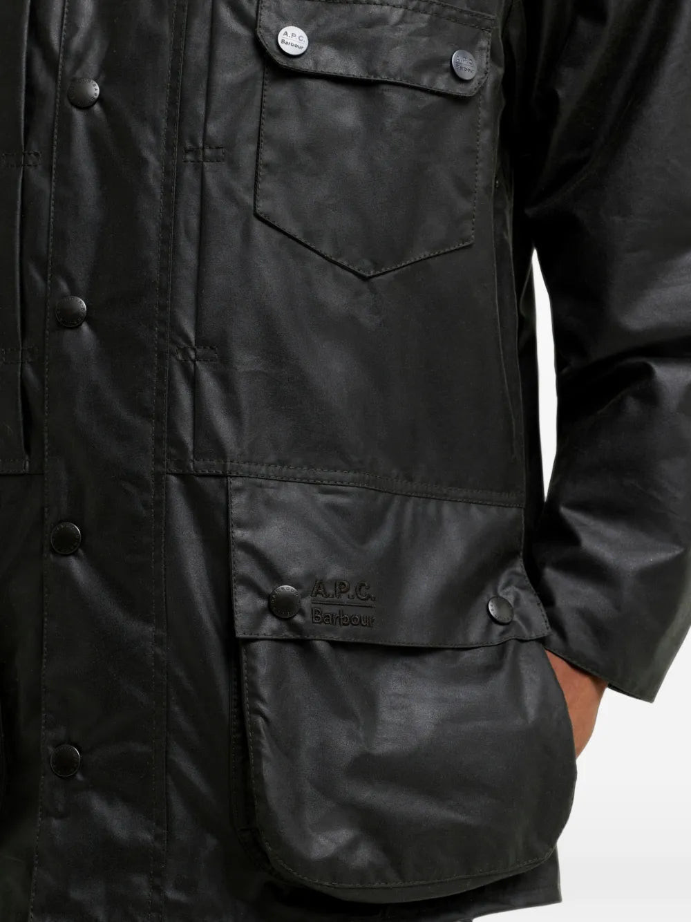 x A.P.C waxed-cotton jacket