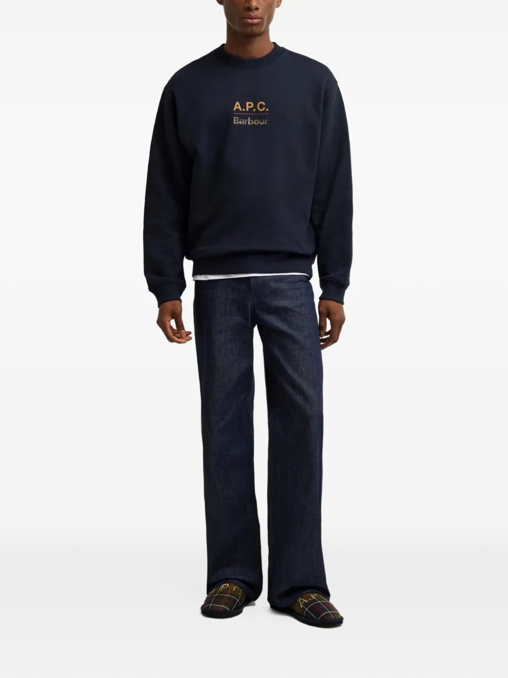 A.P.C. embroidered tartan slippers