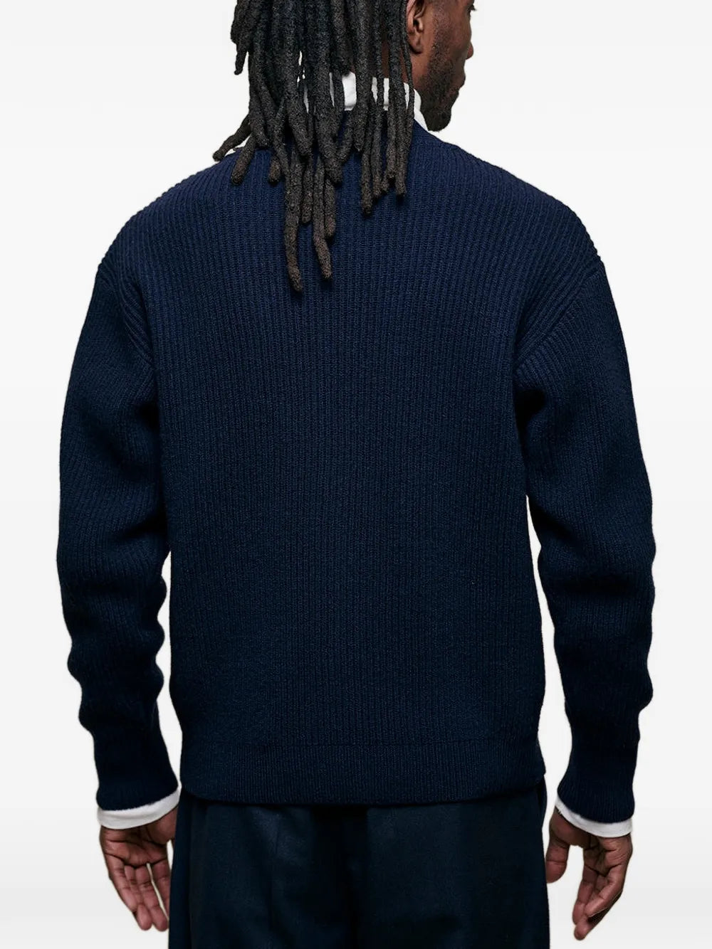 ribbed-knit wool cardigan