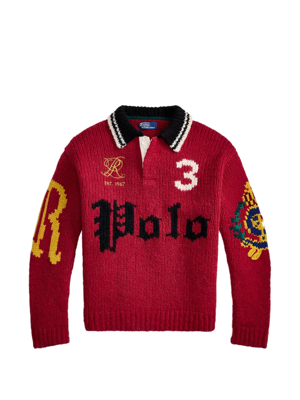 relaxed-fit polo-collar jumper
