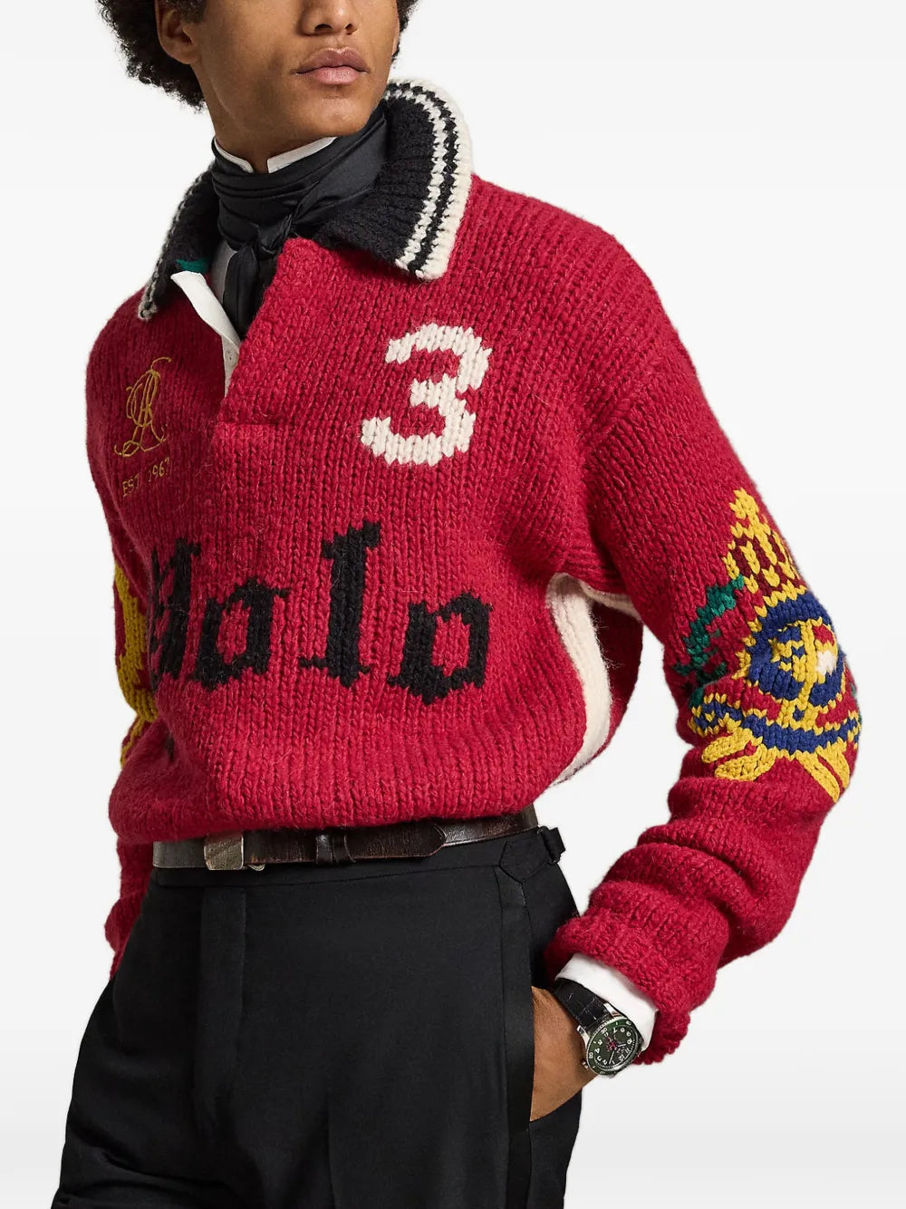 relaxed-fit polo-collar jumper