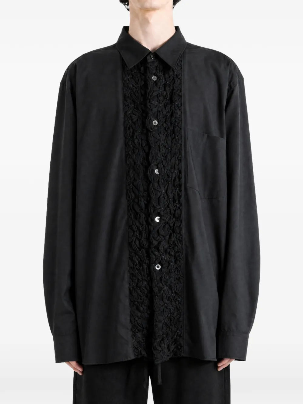 ruffled-panel shirt