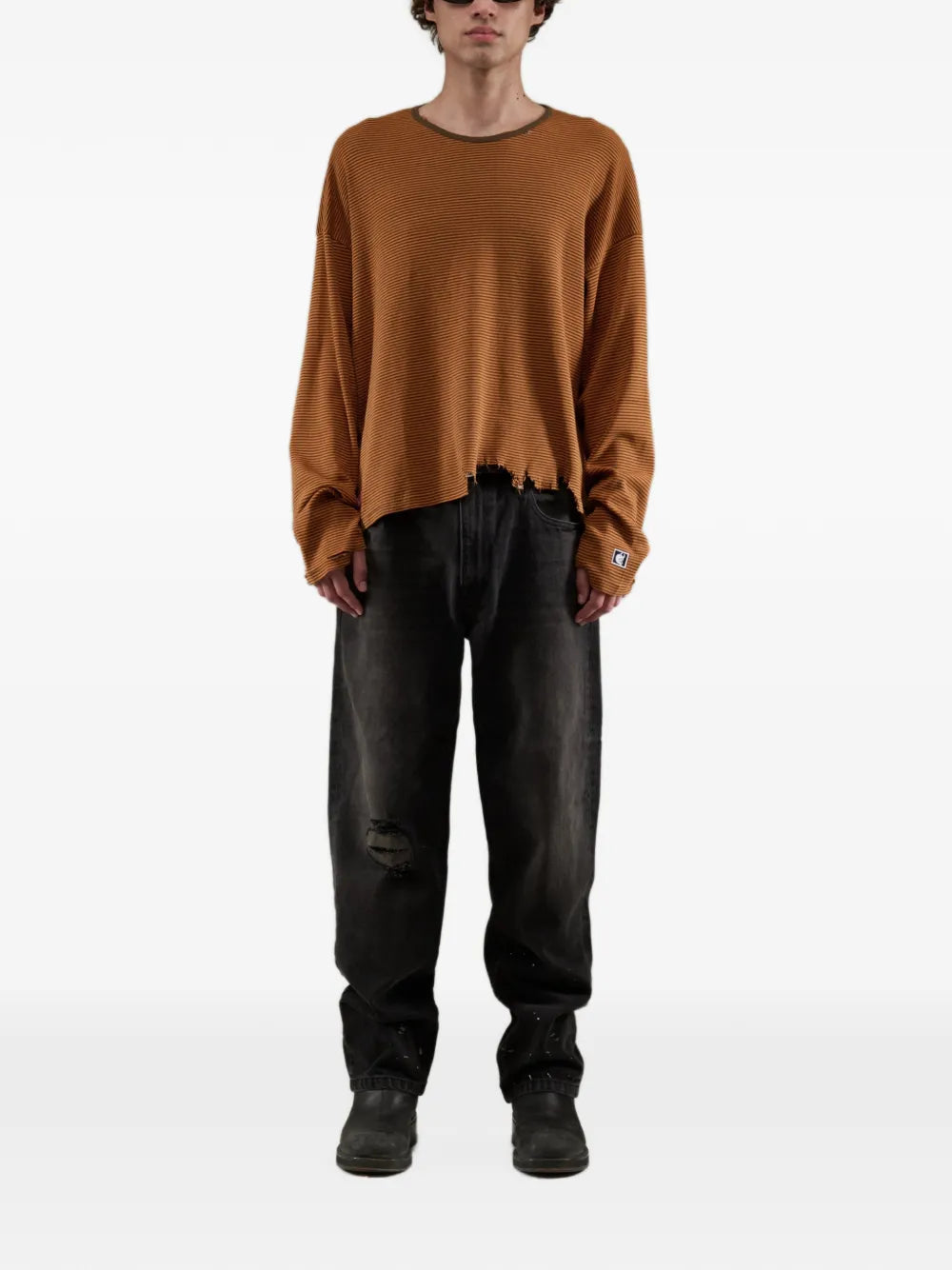 Consequence striped long-sleeve knitted T-shirt
