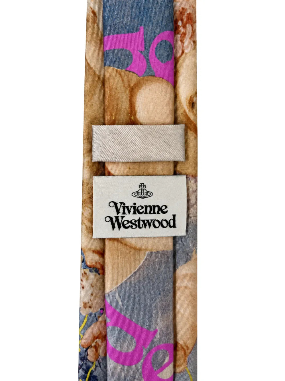 cherub-print silk tie