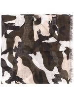 Camouflage Print Frayed Scarf