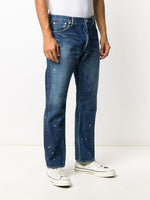 Paint Print Straight-Leg Jeans