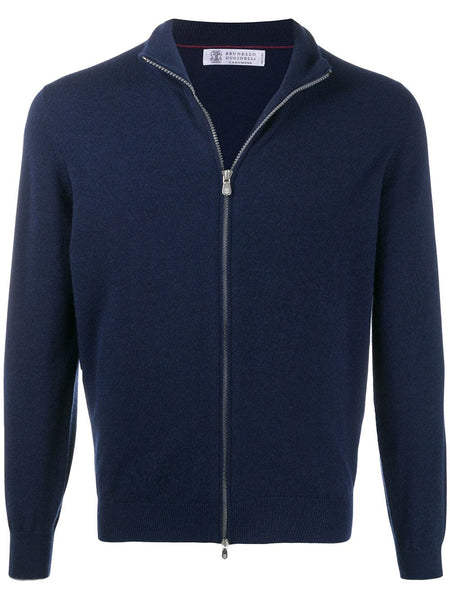 Fine Knit Zipped Front Cardigan