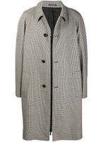 Houndstooth-Print Mid-Length Coat