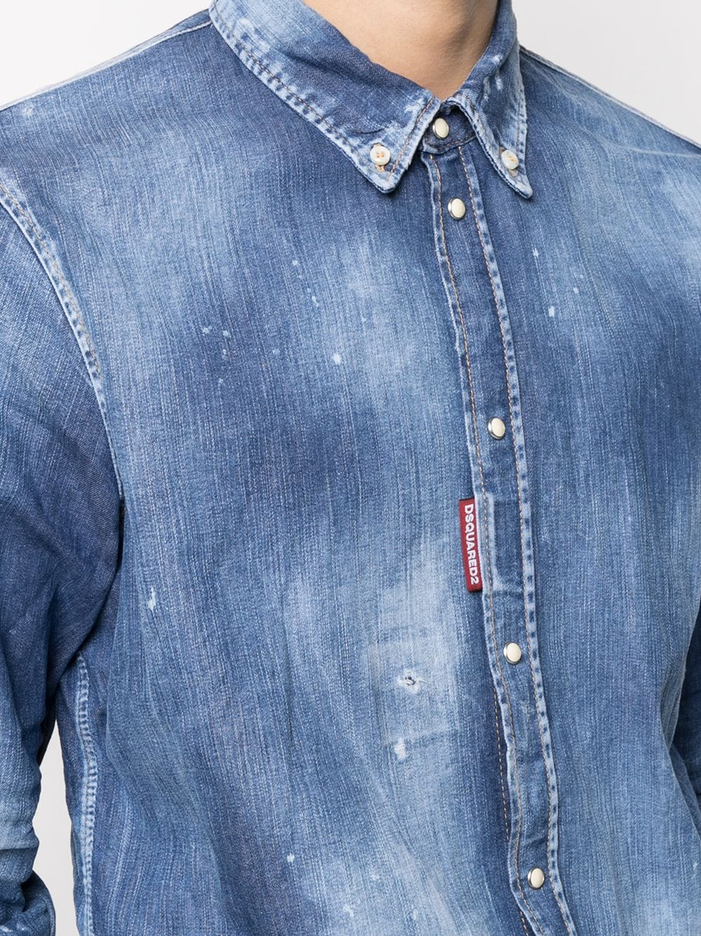 Distressed Effect Denim Shirt