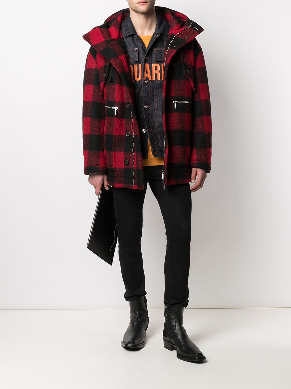 Checked Single-Breasted Coat