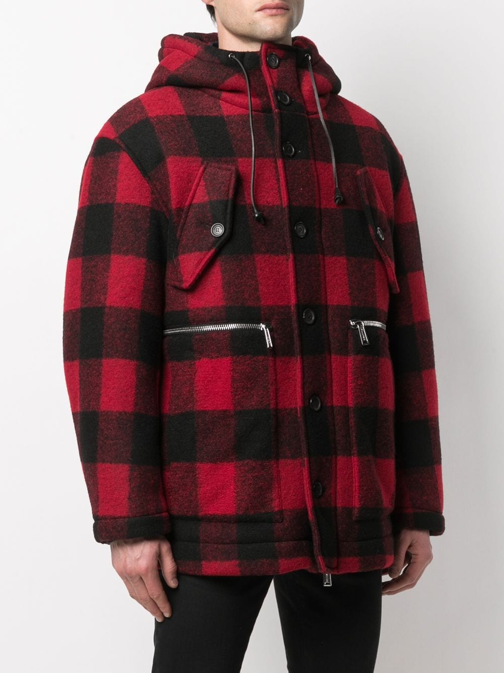 Checked Single-Breasted Coat