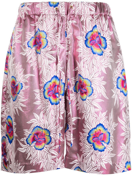 Floral-Print Satin Shorts