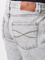 Stonewashed Slim-Fit Trousers