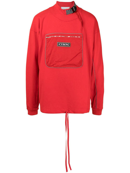 Red Logo Patch Cotton Sweatshirt