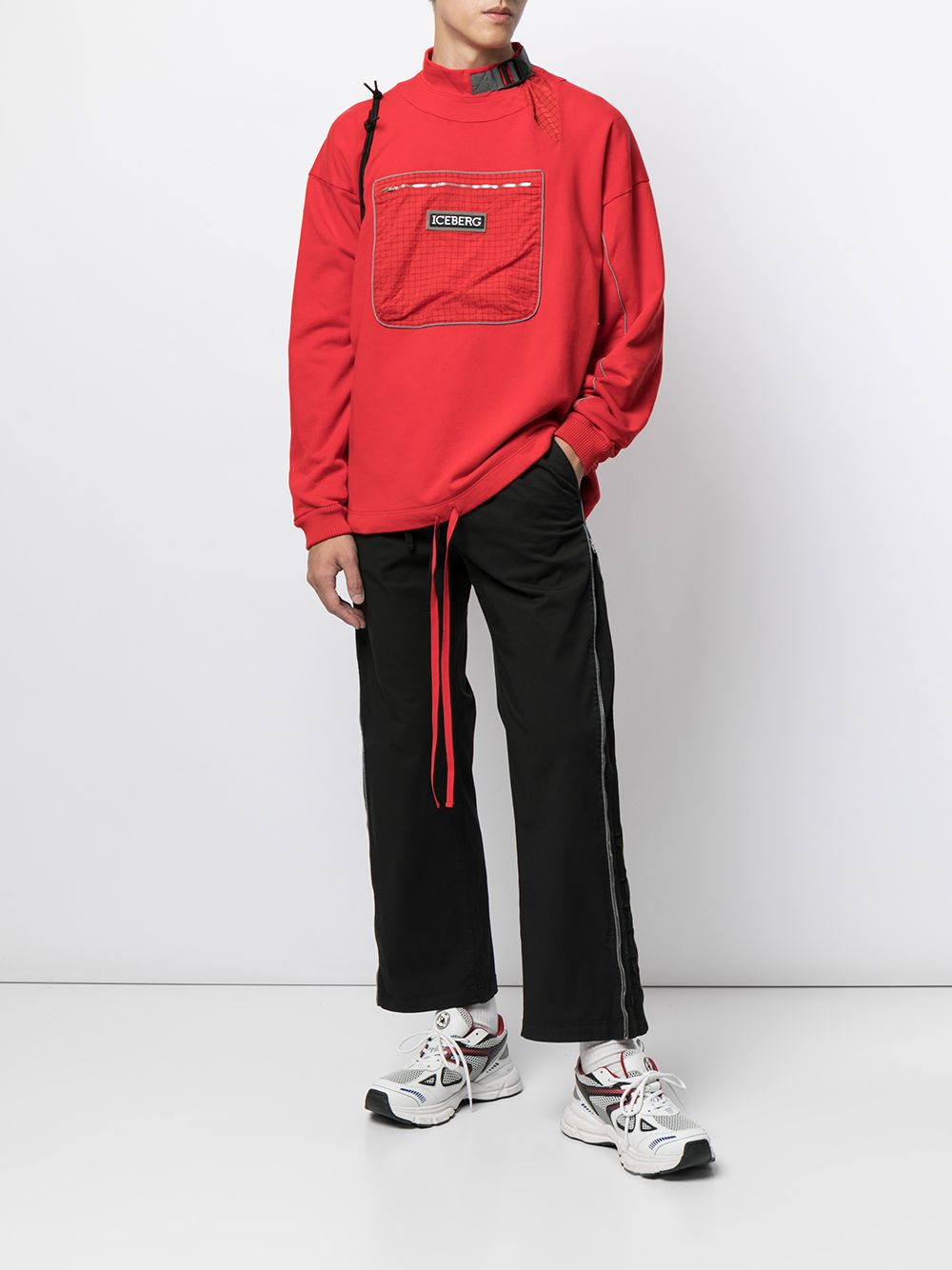 Red Logo Patch Cotton Sweatshirt
