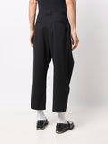 Draped Straight-Leg Cropped Trousers