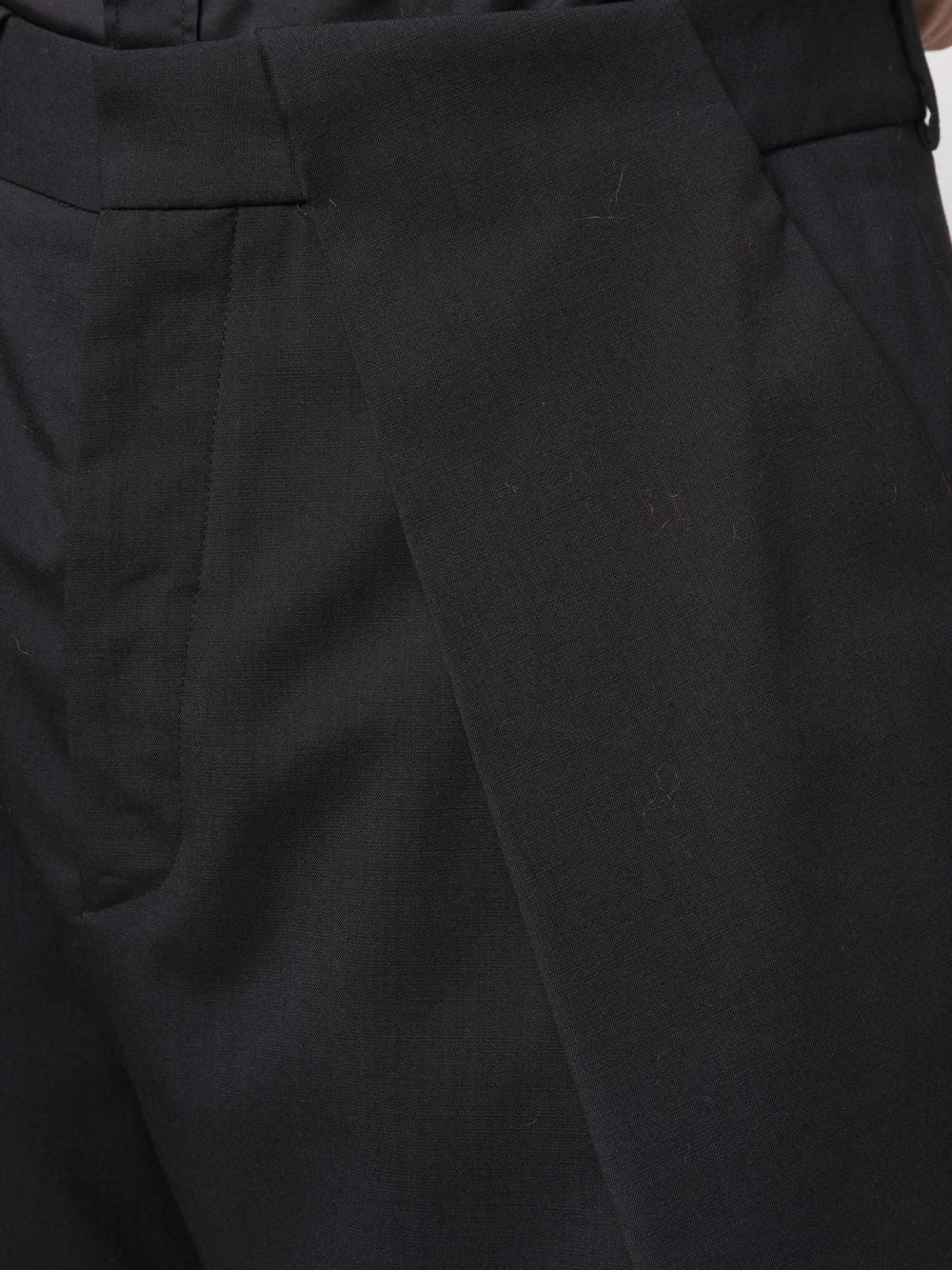 Draped Straight-Leg Cropped Trousers