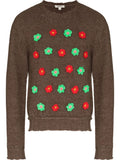 Floral Embroidered Crew Neck Sweater