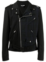 Tartan Check Pattern Biker Jacket