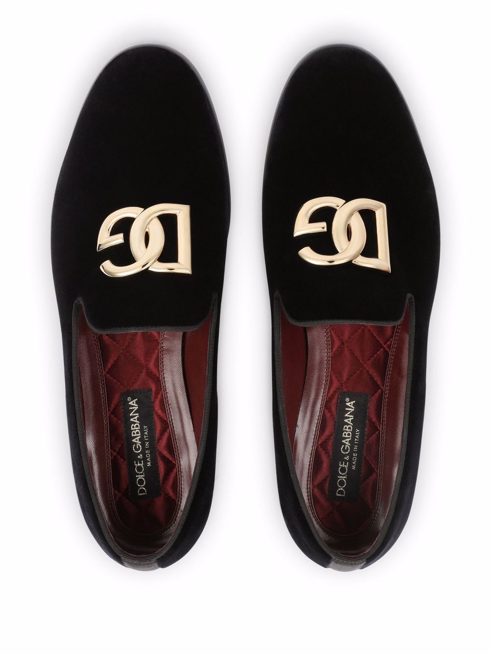 Dg-Plaque Velvet Slippers