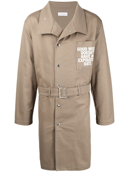 Slogan-Print Trench Coat