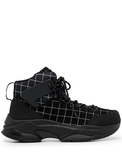 Lace-Up Checked Ankle Boots
