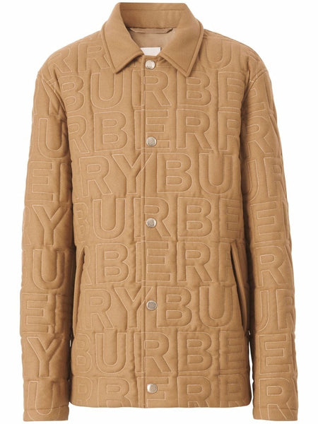 Logo-Quilted Wool Cashmere Shirt Jacket