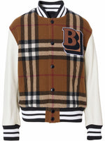 Check-Pattern Bomber Jacket