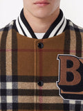 Check-Pattern Bomber Jacket