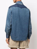 Contrasting-Panel Denim Shirt
