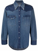 Contrasting-Panel Denim Shirt