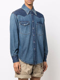 Contrasting-Panel Denim Shirt