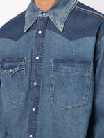 Contrasting-Panel Denim Shirt