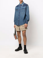 Contrasting-Panel Denim Shirt