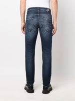 Whiskered Patch-Detail Slim Jeans