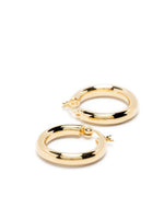 Medium 9Kt Yellow Gold And Sterling Silver Hoop Earrings