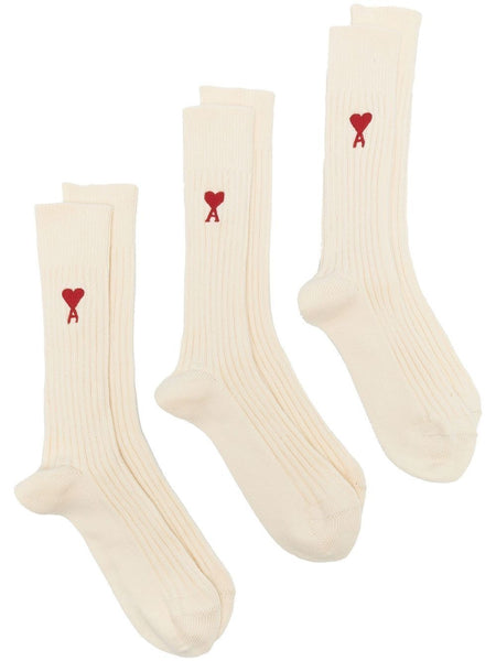 Logo-Print Ribbed Three-Pack Socks