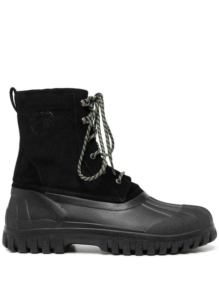 Lace-Up Rubber -Panel Boots