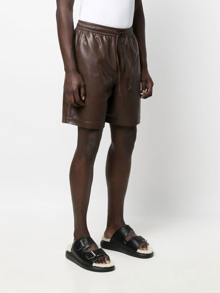 Drawstring-Waist Faux-Leather Shorts