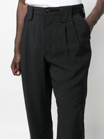 Pleat-Detail Straight-Leg Trousers