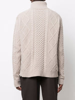 Button-Collar Cable-Knit Jumper