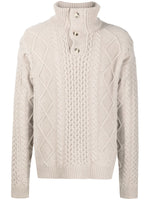 Button-Collar Cable-Knit Jumper