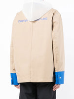 Contrasting Panel-Detail Hooded Jacket