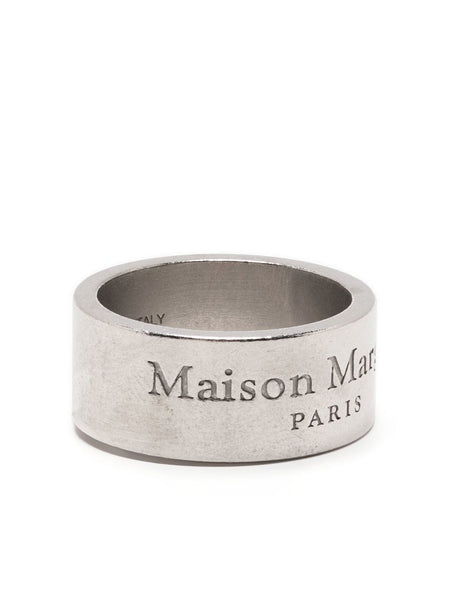 Logo-Engraved Silver-Tone Ring