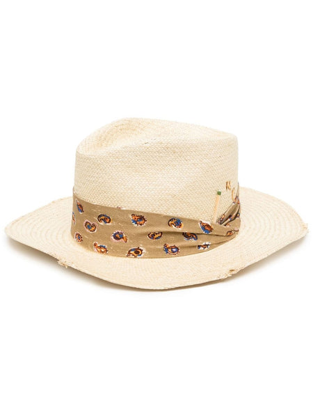 Scarf-Wrap Straw Hat