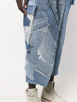 Patchwork Drawstring-Waist Tapered Jeans